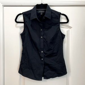 Black sleeveless button down